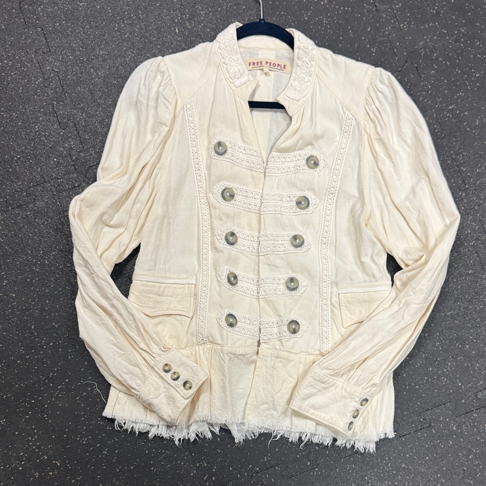 Free People White Military-Style Buttoned Jacket - Picture 5 of 11